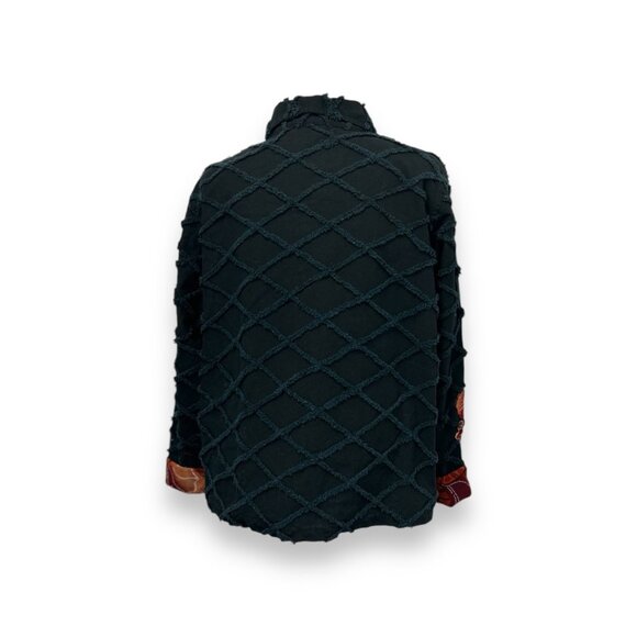 Fashion Bug 18/20 Black Shacket With Contrast Floral Embroidery & Textured Detai - Picture 3 of 9